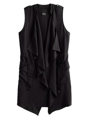 Simply Vera Vera Wang Flyaway Vest Women’s Black Draped Vest Size S